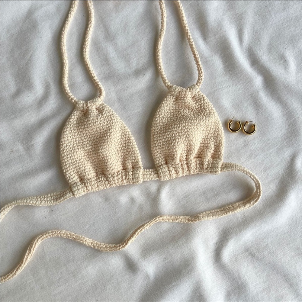 Montce Crema Scrunch Triangle Bikini Top